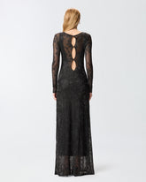 Long dress with mesh and floral lace - | Pinko