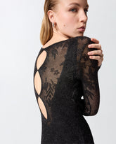 Langes Kleid mit Netzmesh und floraler Spitze - | Pinko