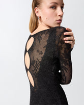 Long dress with mesh and floral lace - | Pinko