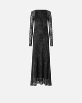 Long dress with mesh and floral lace - | Pinko