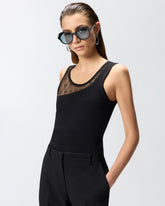 Vest top with Love Birds logo lace - Black | Pinko