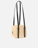 Raffia and leather shoulder bag - | Pinko