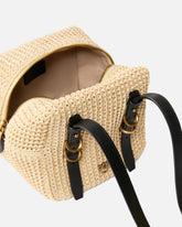Raffia and leather shoulder bag - | Pinko