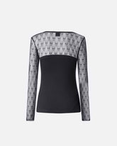 Jersey sweater with Love Birds logo lace - Black | Pinko