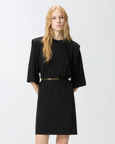 Mini dress with structured shoulders and chain - | Pinko