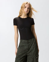 Short-sleeved corset bodysuit - | Pinko