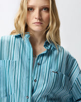 Striped cotton shirt with pockets - | Pinko