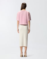 Cropped T-shirt with PINKO distressed embroidery - | Pinko