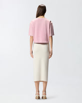 Cropped T-shirt with PINKO distressed embroidery - | Pinko