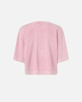 Cropped T-shirt with PINKO distressed embroidery - | Pinko