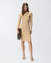 Slim-fit midi dress with bow - | Pinko