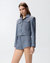 Cropped jacket with topstitching - Grey | Pinko
