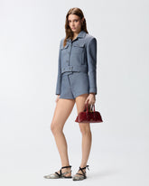 Cropped jacket with topstitching - Grey | Pinko