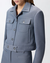 Cropped jacket with topstitching - Grey | Pinko