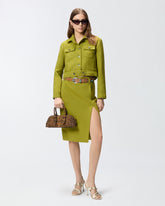 Cropped jacket with topstitching - Green | Pinko