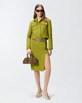 Cropped jacket with topstitching - | Pinko