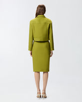 Cropped jacket with topstitching - Green | Pinko
