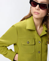 Cropped jacket with topstitching - Green | Pinko