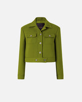 Cropped jacket with topstitching - Green | Pinko