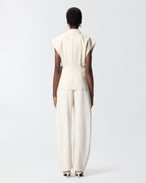Sleeveless rustic-effect jacket - Creamy-White | Pinko