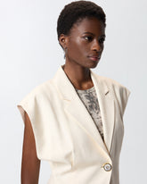 Sleeveless rustic-effect jacket - Creamy-White | Pinko