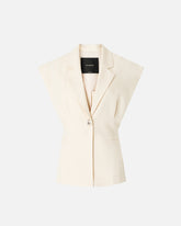 Sleeveless rustic-effect jacket - Creamy-White | Pinko