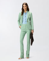 Trousers in linen blend with pressed pleat - | Pinko