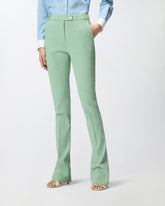 Trousers in linen blend with pressed pleat - | Pinko
