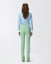 Trousers in linen blend with pressed pleat - | Pinko