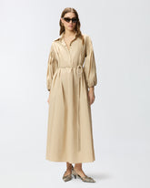 Long shirt dress in cotton with belt - | Pinko