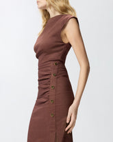 Tailliertes Longuette-Kleid aus Leinen - | Pinko
