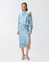 Fließendes Midikleid mit abgesetztem Schmuckprint - | Pinko