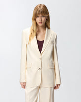 Single-breasted jacket with a rustic effect - Creamy-White | Pinko
