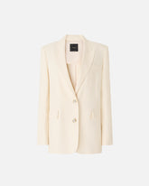Single-breasted jacket with a rustic effect - Creamy-White | Pinko