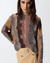 Sweater with inlays in contrasting yarn - | Pinko