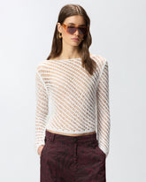 Crochet effect sweater with sequins - | Pinko