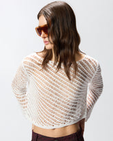 Crochet effect sweater with sequins - | Pinko
