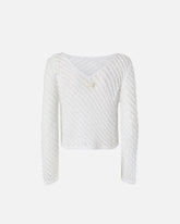 Crochet effect sweater with sequins - | Pinko