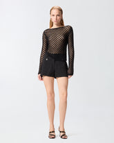 Crochet effect sweater with sequins - | Pinko