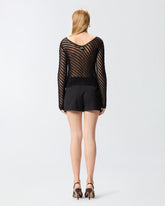 Crochet effect sweater with sequins - | Pinko