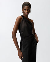 One-shoulder top with knot detail - Black | Pinko
