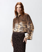Cropped-Bluse mit Animalprint - | Pinko