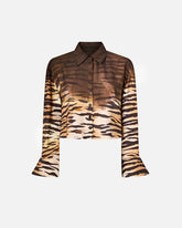 Cropped-Bluse mit Animalprint - | Pinko