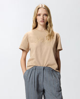T-shirt with PINKO distressed embroidery - | Pinko