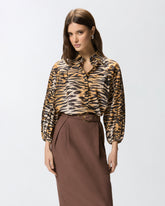 Bluse aus Baumwolle und Seide mit Animalprint - | Pinko