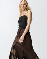 Midikleid aus Leinen mit Oberteil aus Spitze - | Pinko