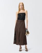 Midikleid aus Leinen mit Oberteil aus Spitze - | Pinko