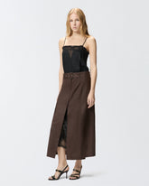 Midikleid aus Leinen mit Oberteil aus Spitze - | Pinko