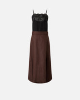 Midikleid aus Leinen mit Oberteil aus Spitze - | Pinko