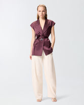 Sleeveless jacket in satin - Red | Pinko
